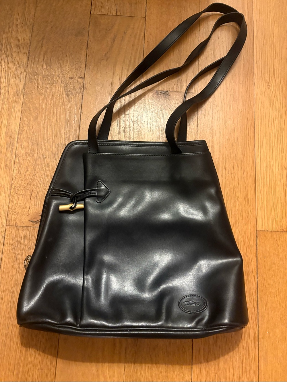 Longchamp Roseau Classic Black Leather Shoulder Bag by
